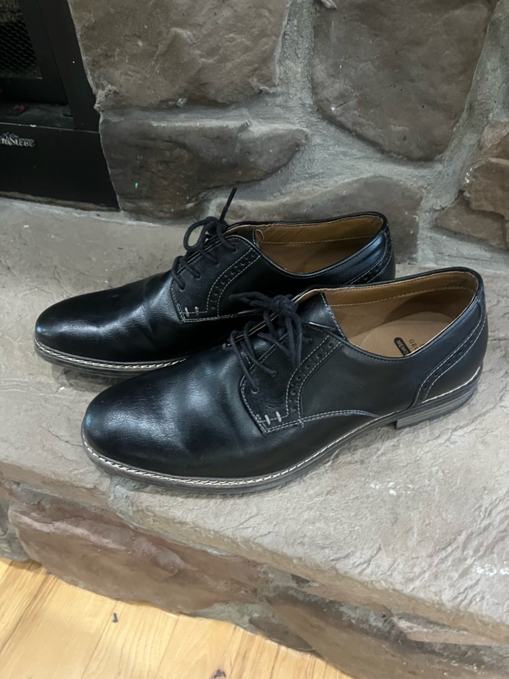 George Black Leather Lace-Up Derby Shoes